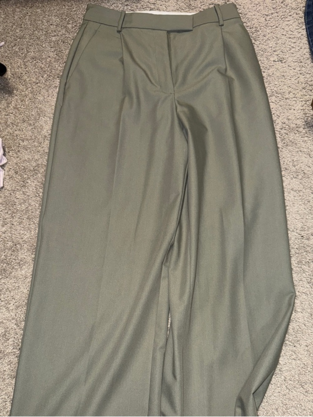 Zara Olive Green Trousers with Light Trim